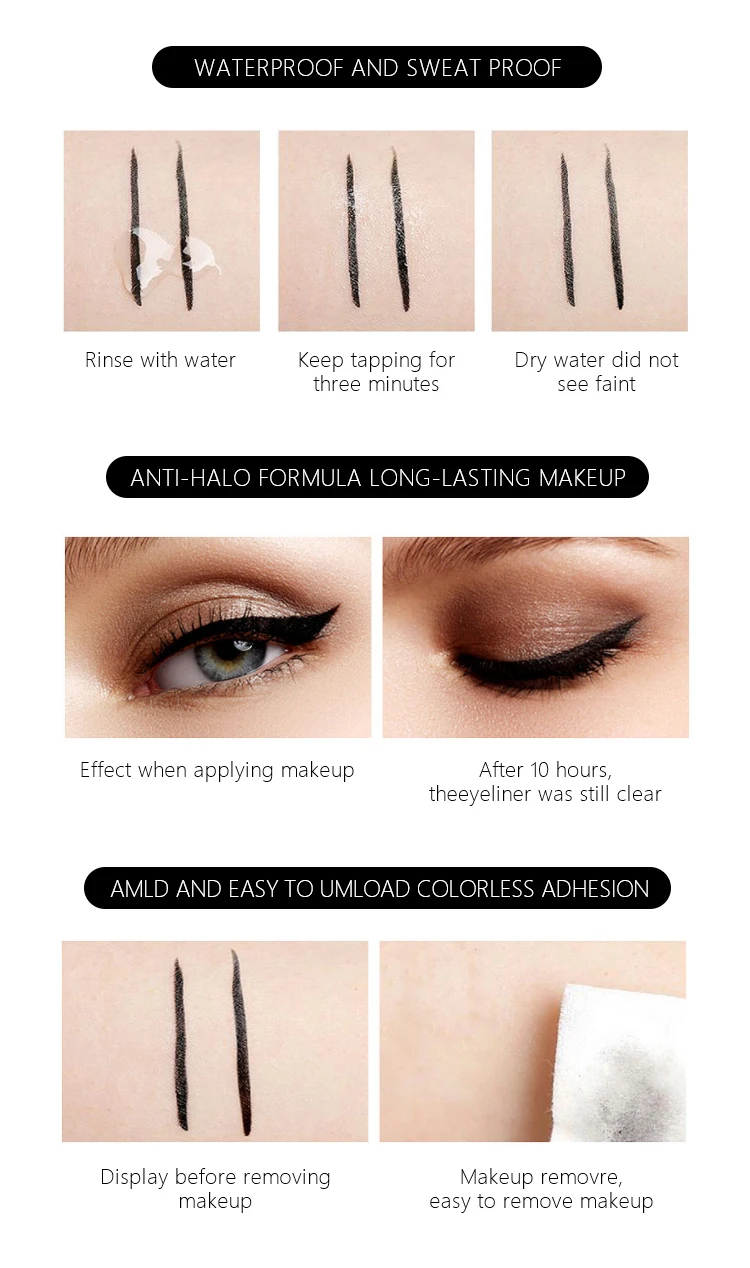 New Design 2 In 1 Private Label Custom Logo Colored Waterproof Glitter Liquid Black Lashglue Glue Pen Eyeliner For Makeup