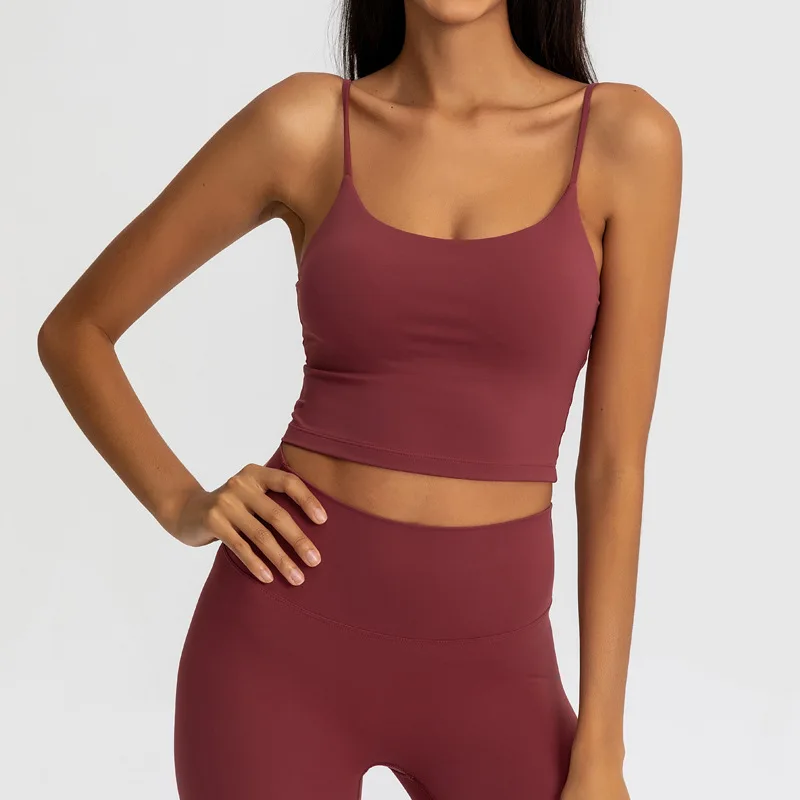 Women Sling Workout Tank Top Slim Strap Beauty Back Yoga Top Gym Clothing Tank Top