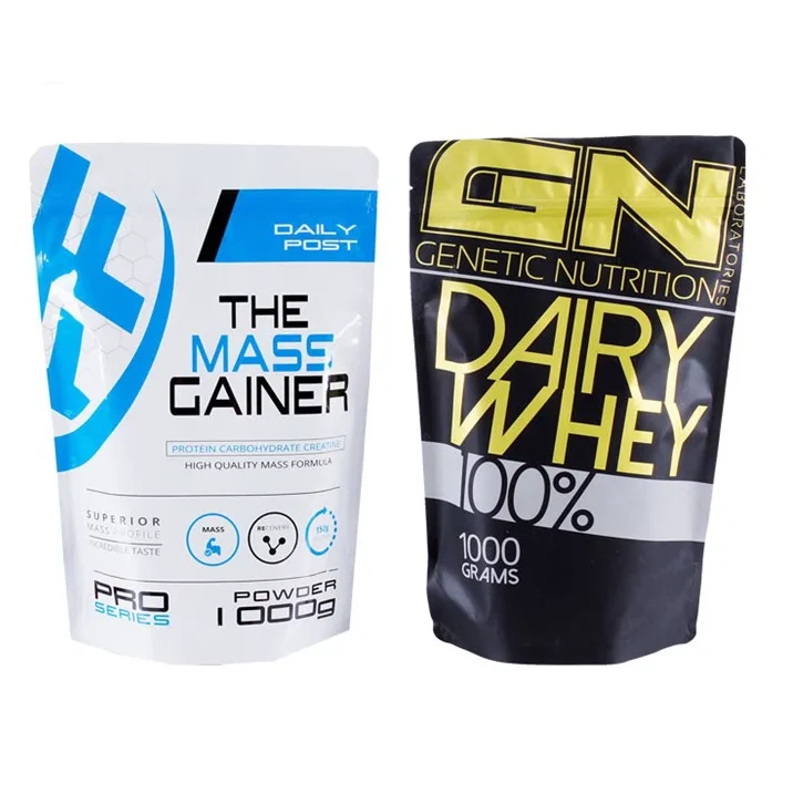 Wholesale Custom Printing Food Grade 3kg 5kg Supplement Whey Protein Powder Packaging Bags Empty Standing Up Pouch With Zipper