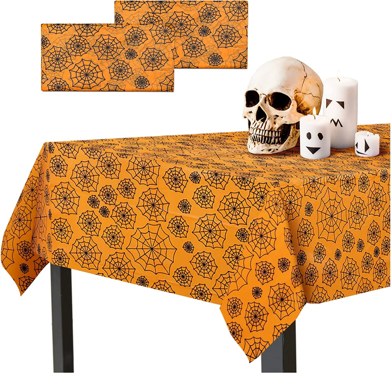 Disposable Halloween Spider Web Creative Design Waterproof Oil Stain 54 x 108 Inches Party Decorations Plastic Table Cloth Cover