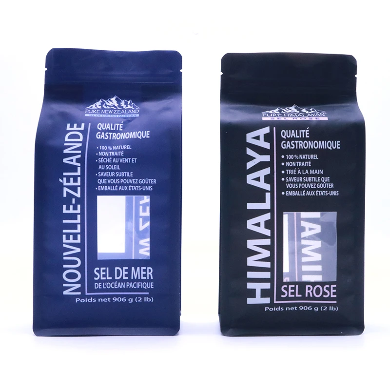 Custom Printing Logo Reusable Luxury Stand Up Zipper Edible Sea Salt Plastic Packaging Bag with Window