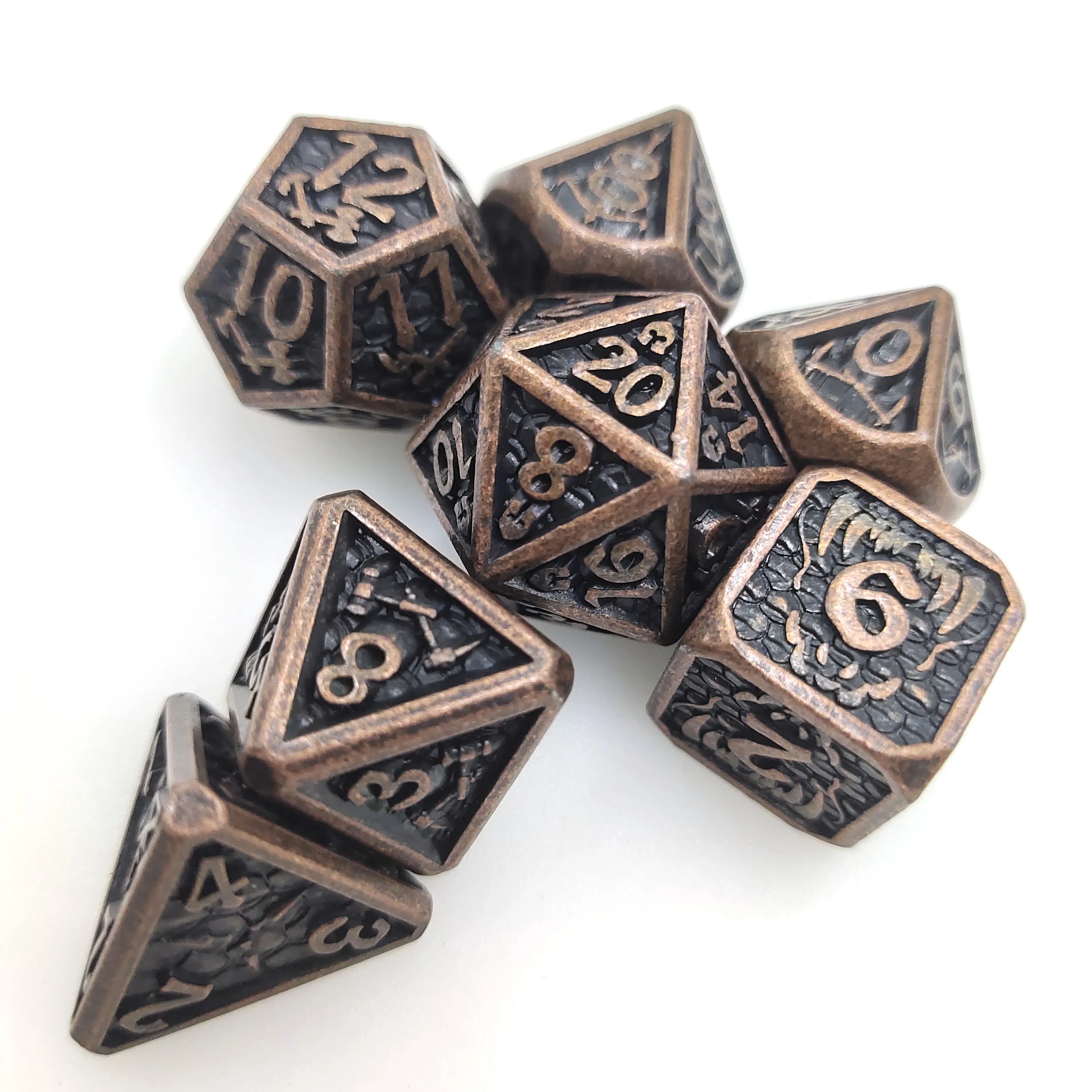7 Pcs Custom Red Dnd Metal Dice Game Dice Set Bulk Wholesale