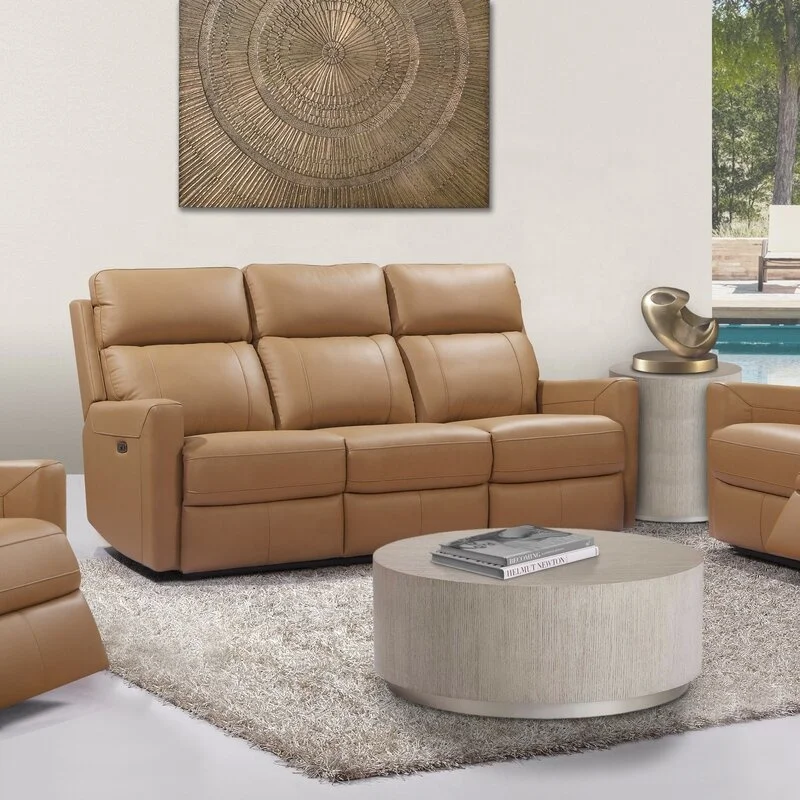 GEEKSOFA Factory Direct Genuine Leather Square Arm Reclining Sofa Good Quality Furniture Sofa With USB Charging For Living Room