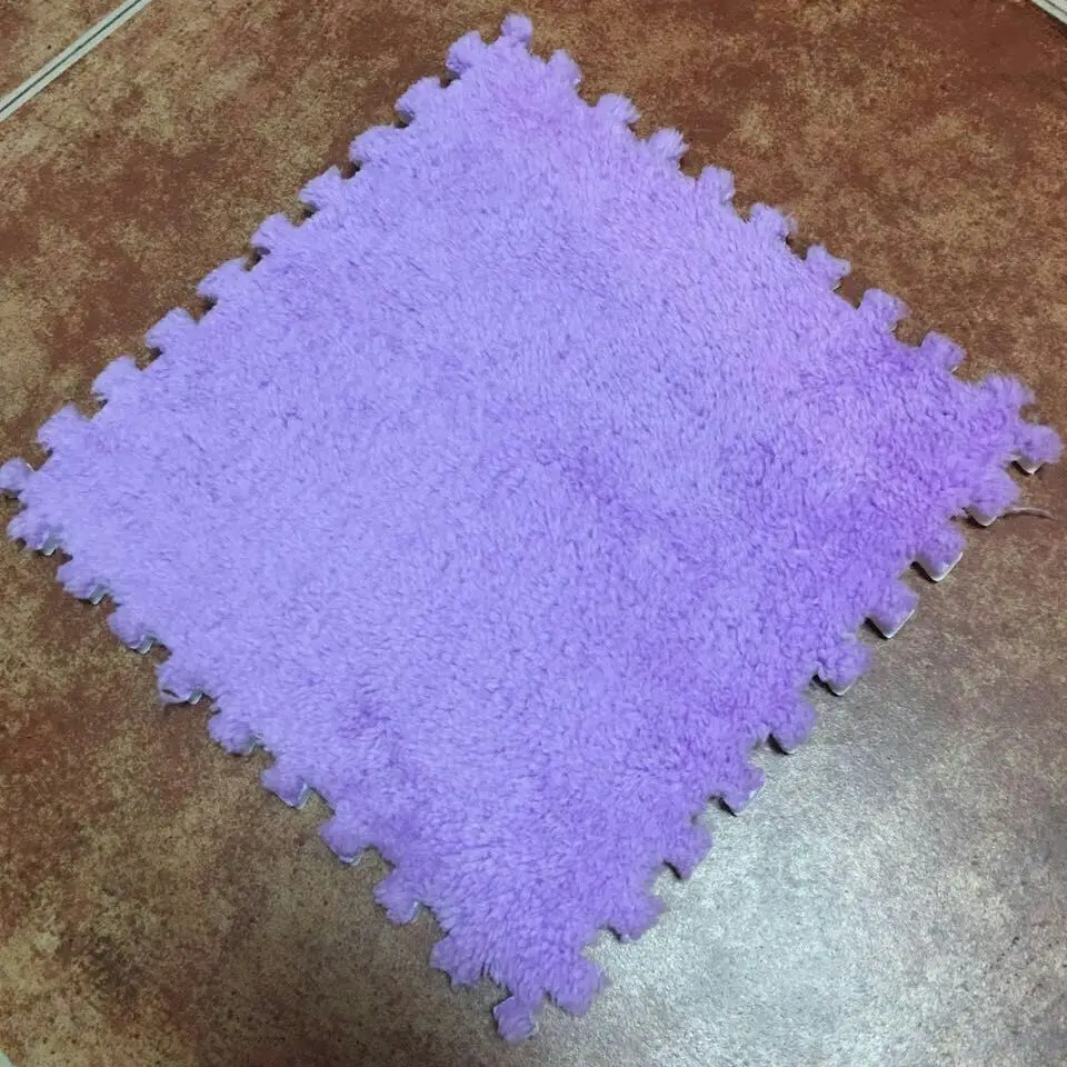 Factory sale plush splicing floor mat eva foam square custom carpet villus washable baby crawling carpet tiles