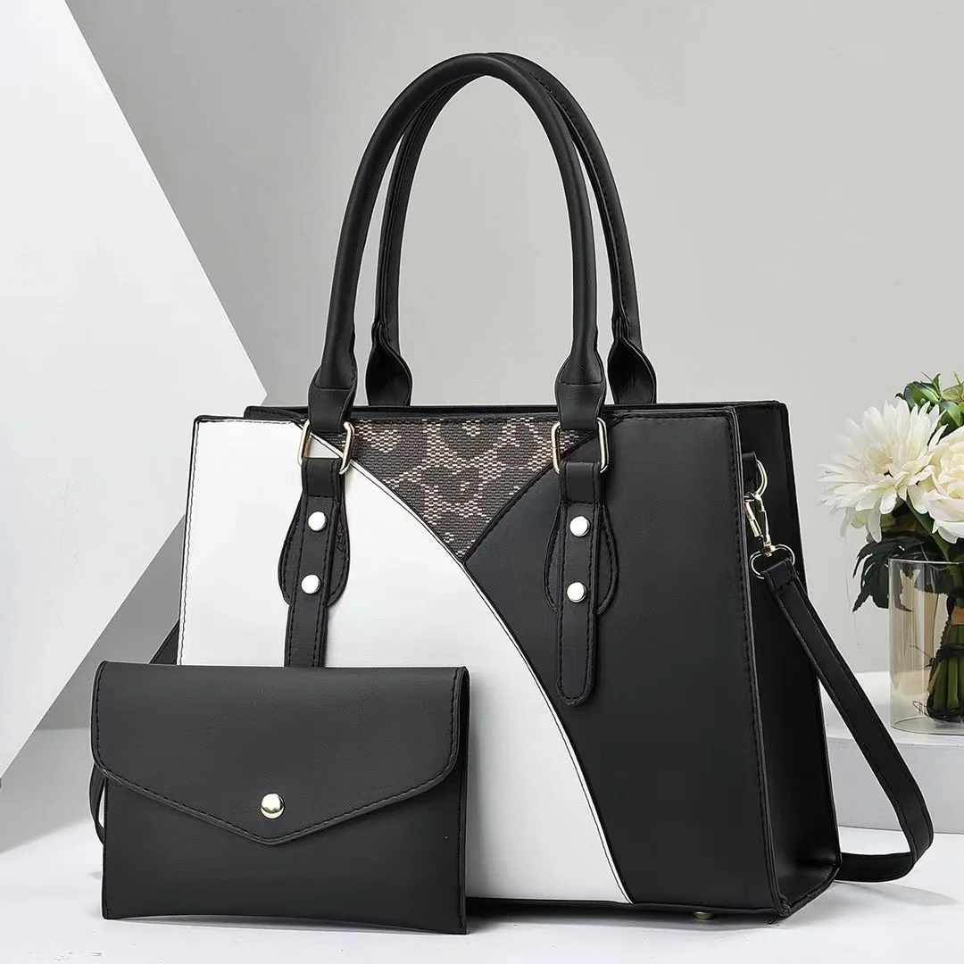 2Piece Set/2024 handbag set ladies hand bags luxury stitching contrasting leather bags women handbags ladies wholesale