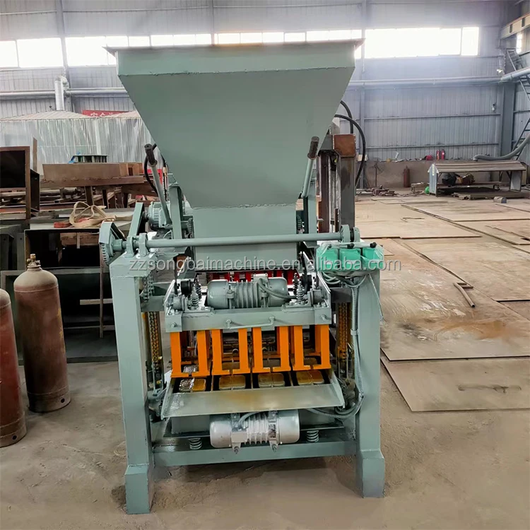 Small scale simi automatic hollow cement brick making machinery concrete mixing block making cement blocks producing machines