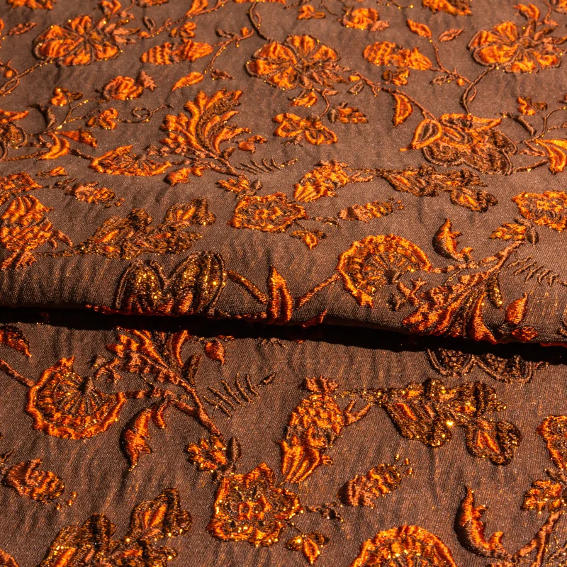 KEER Factory Customized SDJ362NA Premium Brocade Polyester Lady Dress Cotton Women Brocade Satin Metallic Jacquard Fabric