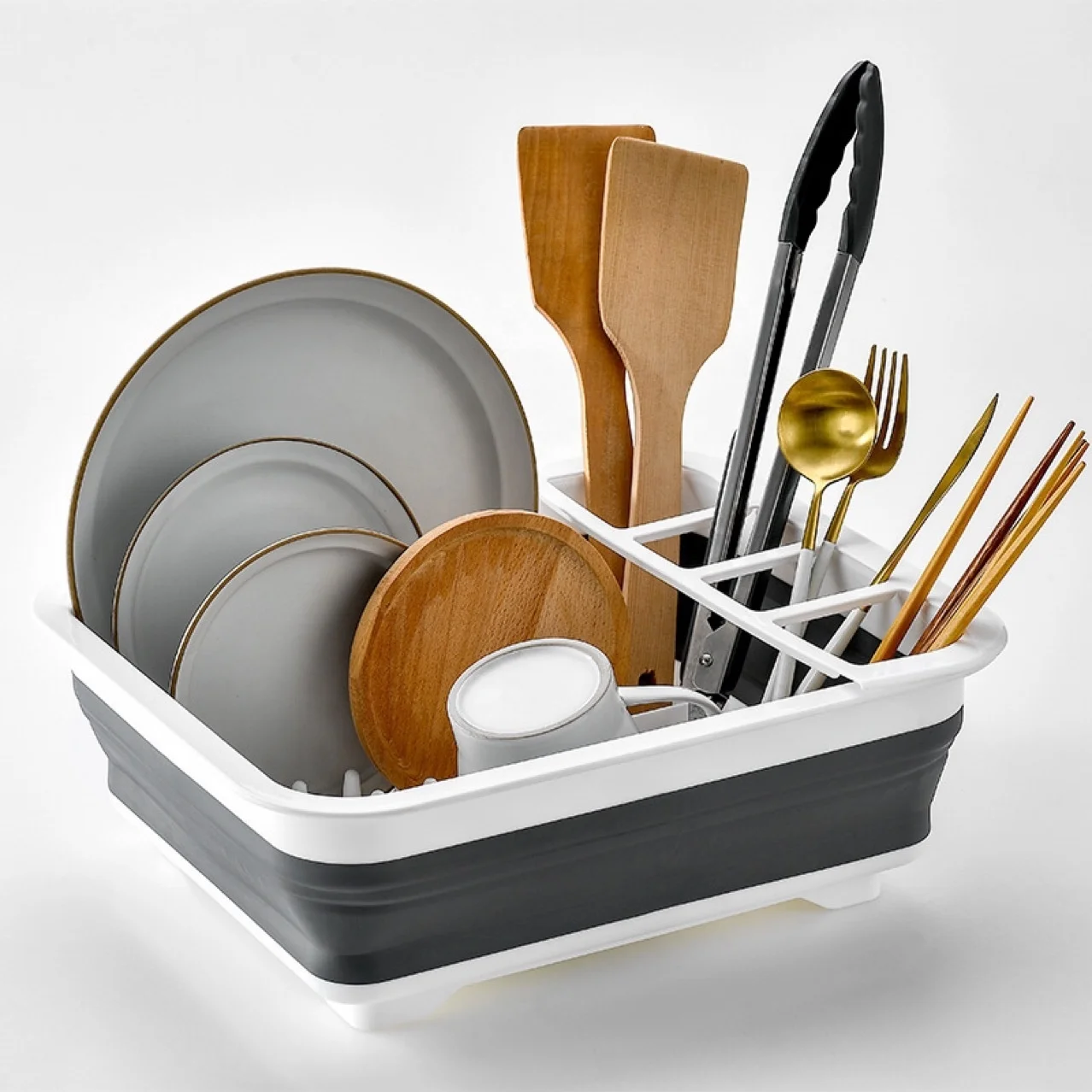 Kitchen sink rack High Quality Plastic Collapsible Silicone Folding Basket plastic folding bowl holder easter basket