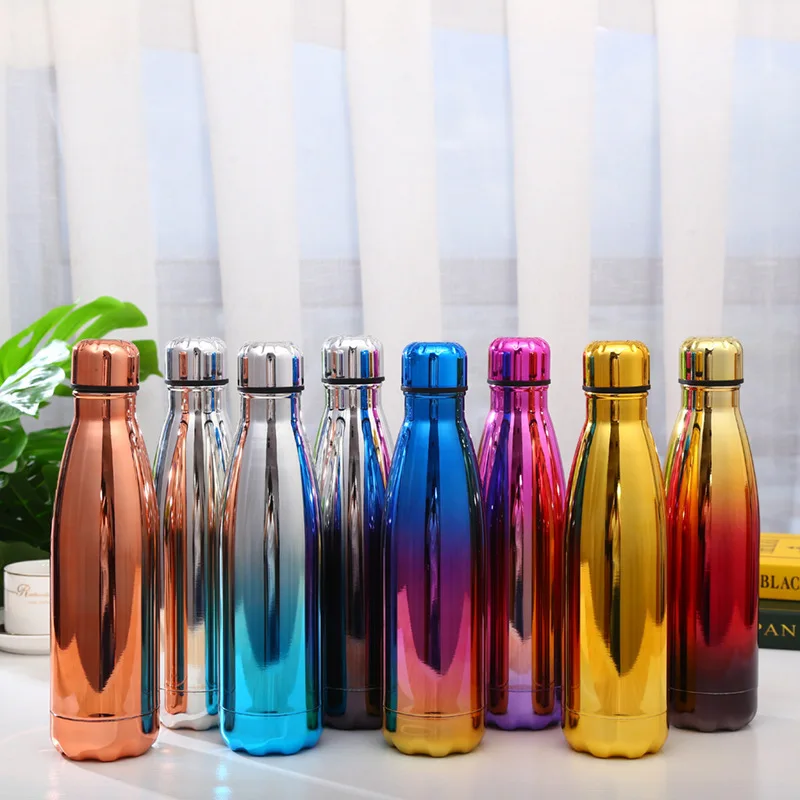 500Ml Double Wall Vacuum Reusable Water Bottle For Camping Bicycle Stainless Steel Cola Thermos Bottle Custom Logo