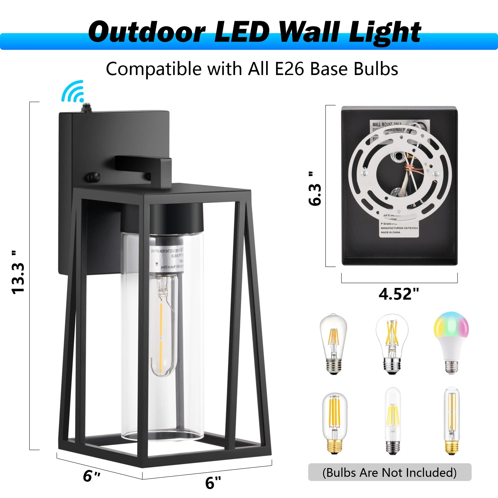 Factory Wholesale Waterproof Contemporary Black Outdoors Modern Home Wall Lights