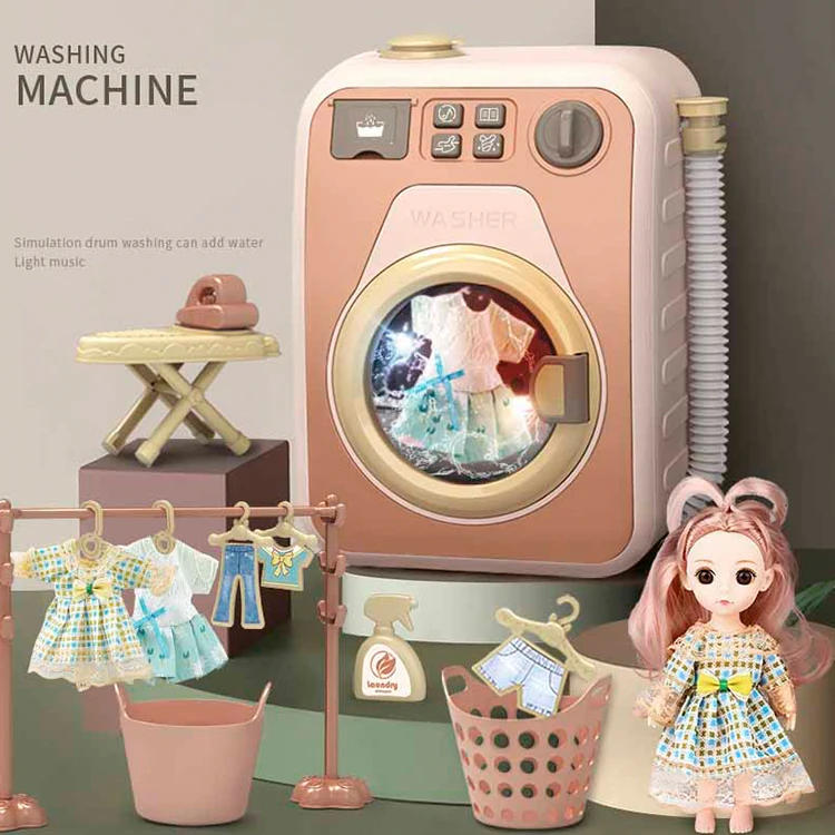 Electric wash clothes lighting music household simulation washing machine toy