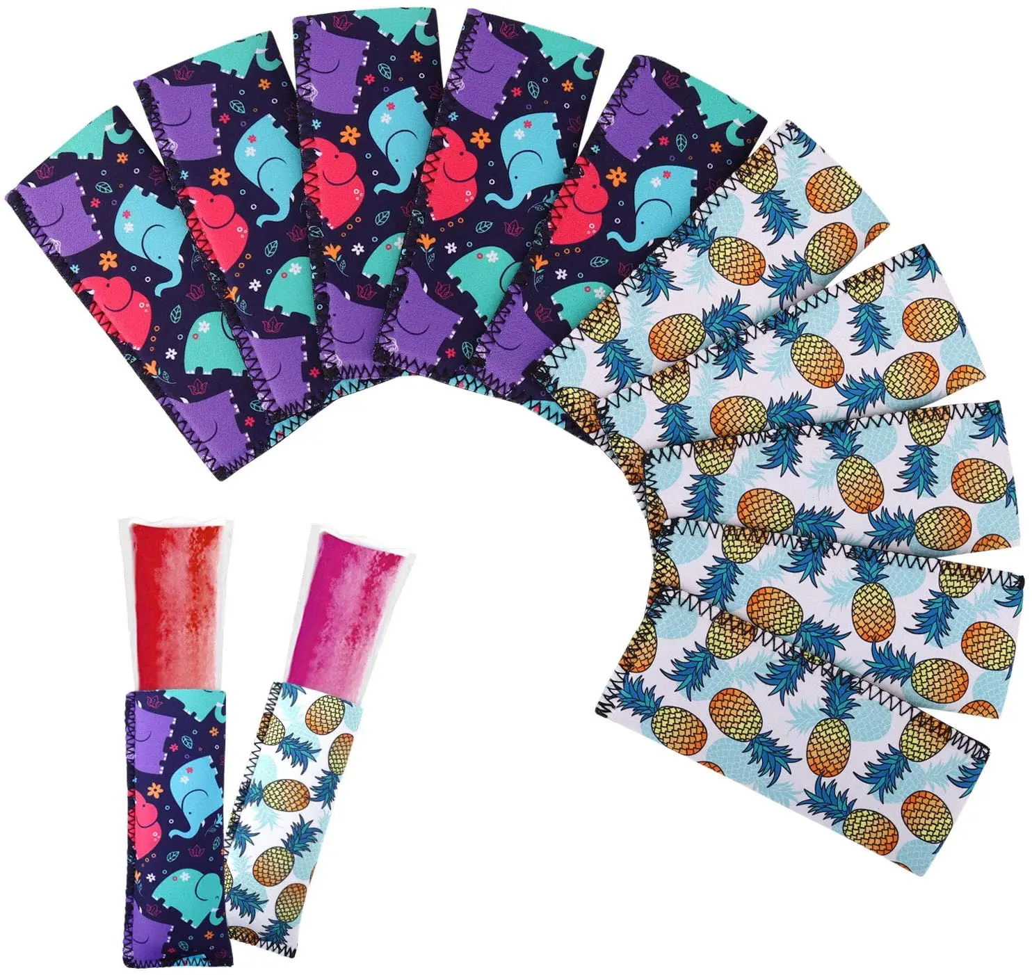 Sets of 10 Pack Popsicle Holder Bags, Washable Neoprene Material Anti-freezing Sleeve Bag for Party Drink, DIY Projects