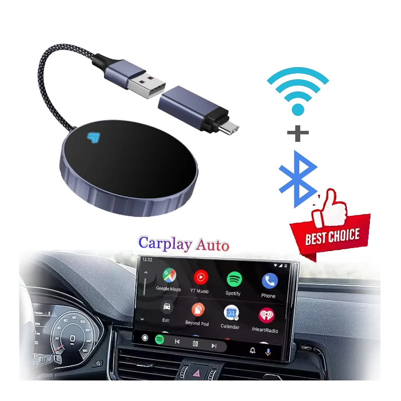 Mini Wireless ABS Car play auto Box vehicle system Supports Android Auto WiFi5 Bluet 5.0 Plug and Play Carplay Adapter
