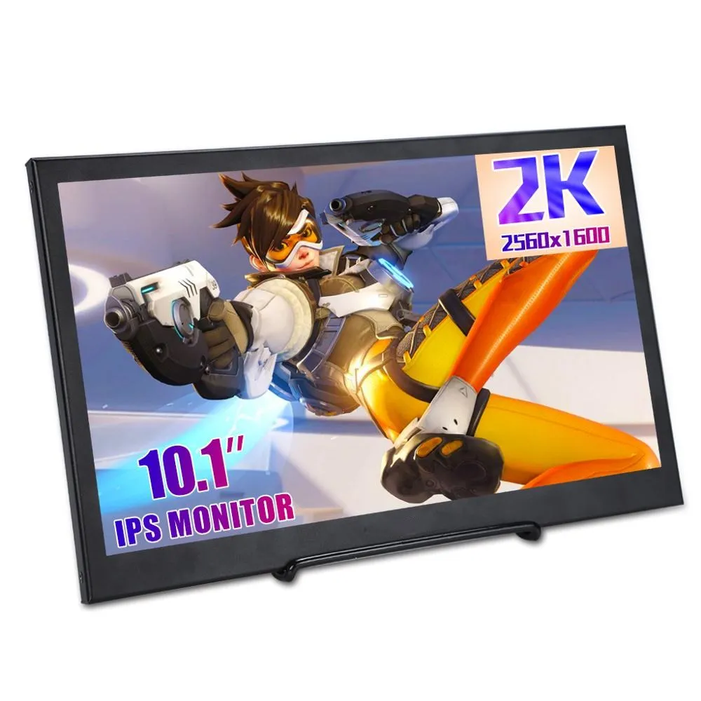 
10.1inch IPS 2K LCD Portable Monitor with HD MI input VESA Wall Mount 75x75MM for Raspberry pi XBOX SWITCH LAPTOP 