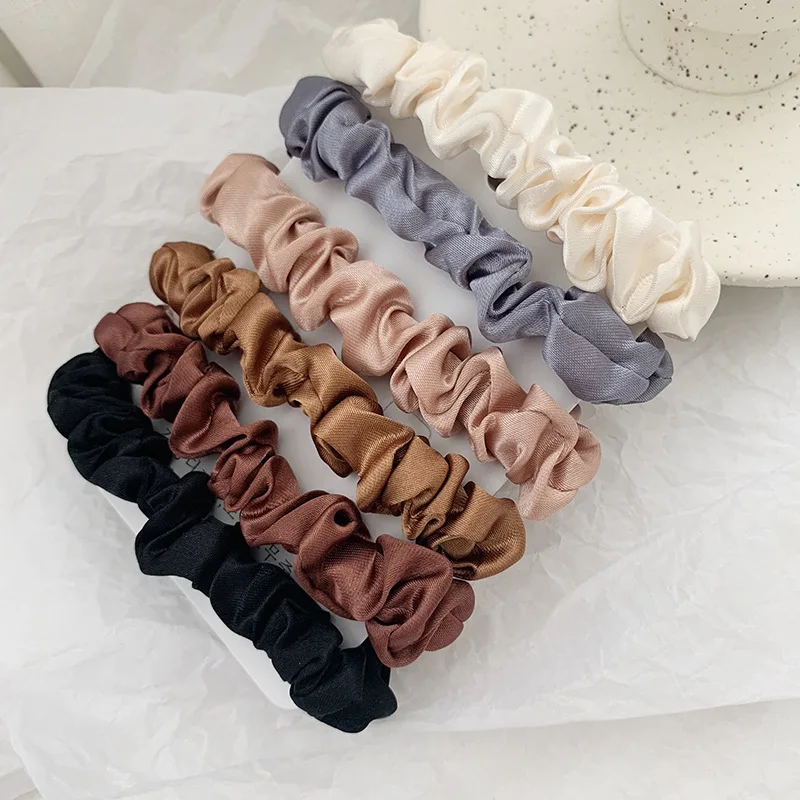 6 colors per pack Ins elegant french satin hair ring silk hair ropes hair rings for women