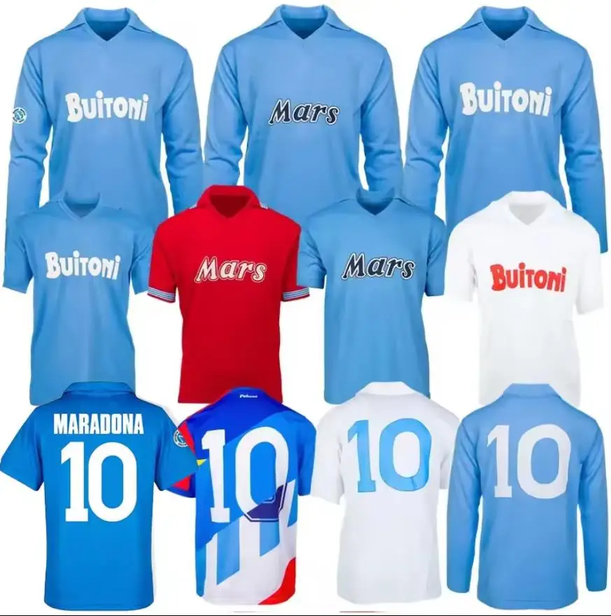 Wholesale 85 86 87 88  retro soccer jerseys 89 90 91 Naples ITALIA Maradona FERRARA Careca vintage classic football shirt