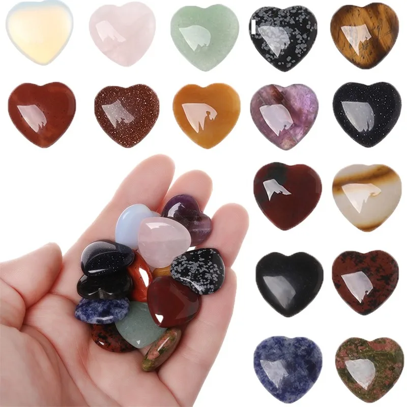 Wholesale Hand Carved Gemstones Natural Crystal heart shape stones for home Decoration