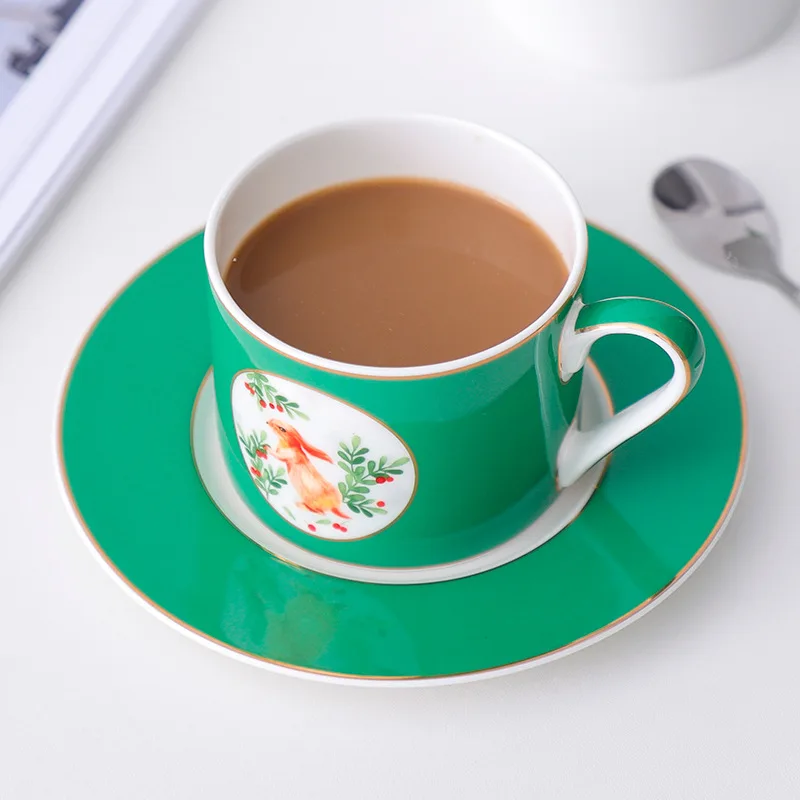 New Chinese Style CreativeTableware Luxury Palace Enamel Gift Box Green Personalized Coffee Cup Ceramic Cup For Daily Life Home