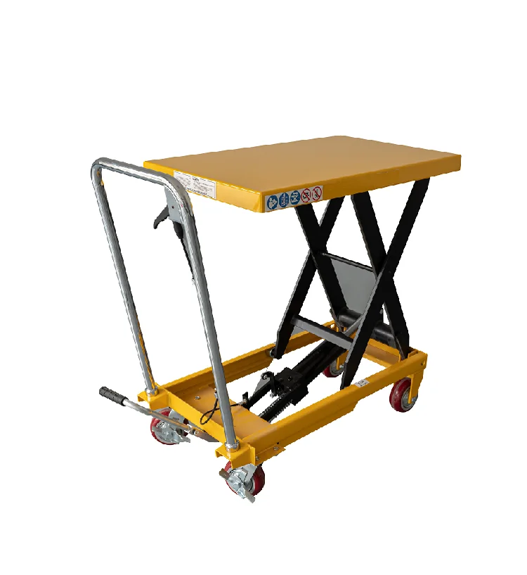 150kg Single Scissor Manual Hydraulic Small Mobile Scissor Lift Table Portable Table Lift Platform Trolley
