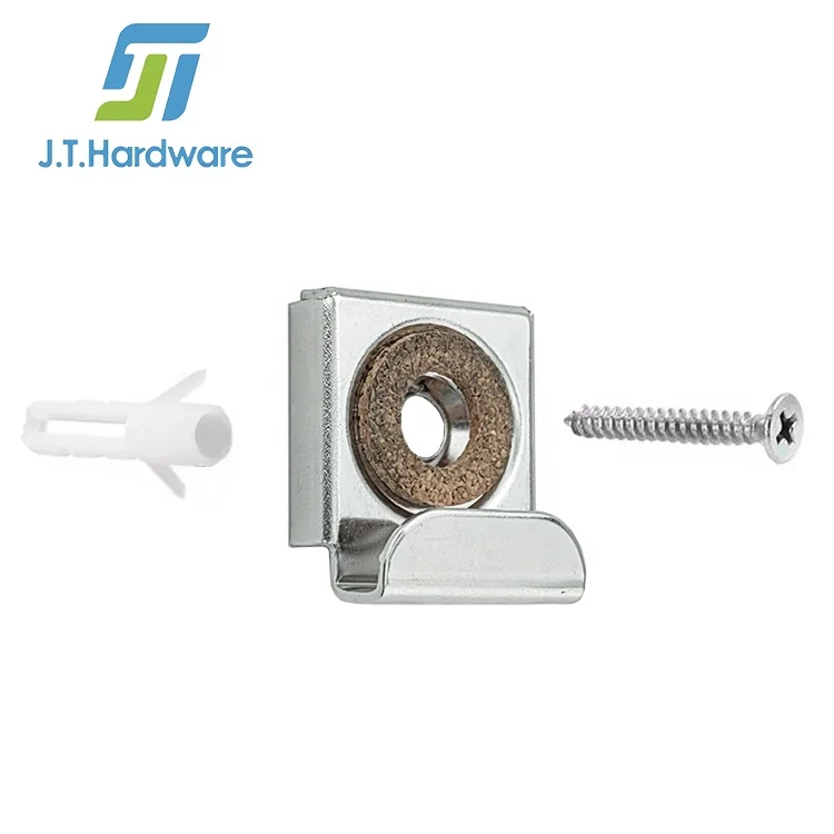 Stainless Steel Mirror Clamp Holder Cork Pad  Wall Mounted Spring Load Mirror Clip