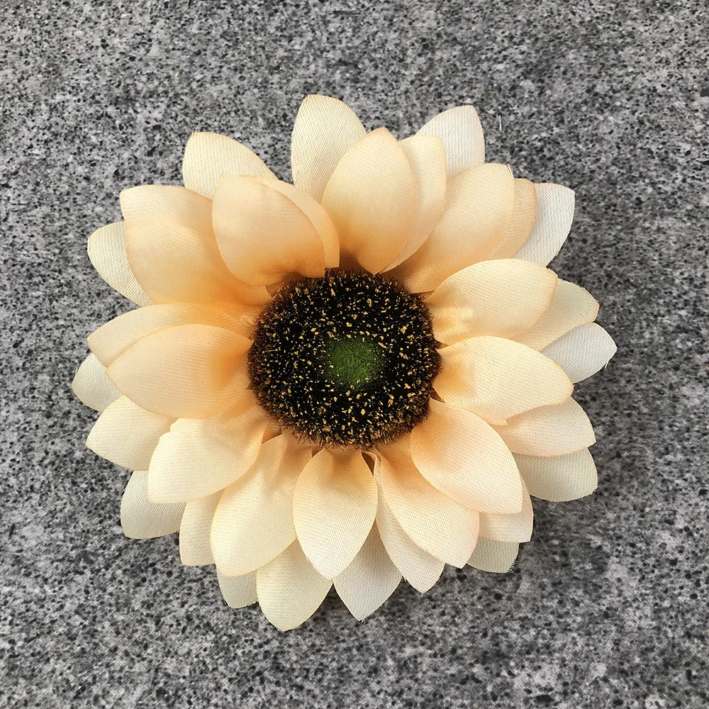12cm Artificial Sunflower Heads Wholesale Faux Silk Sunflower Head Decoration For Christmas Tree Craft Home Party Wedding Decor