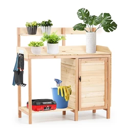 Hot Selling Outdoor Potting Station Solid Wood Garden Work Bench Table with Sink and Storage Cabinet