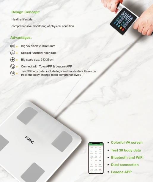 8 Electrodes Scale Smart Body Composition Scale Bluetooth Measures Fat BMI Weighing Scales