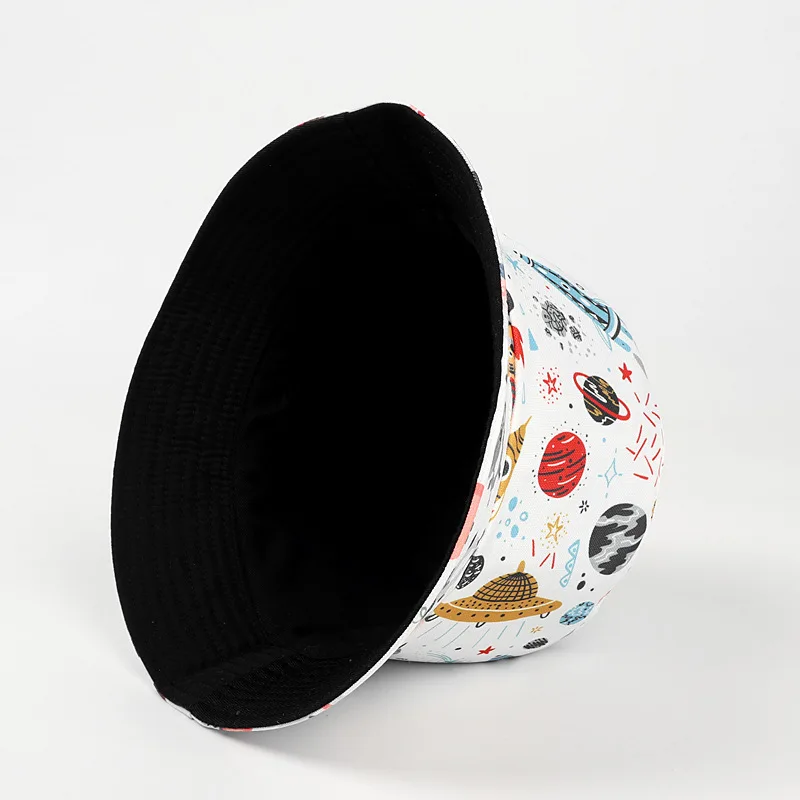 New space science fiction series pattern double-sided fisherman hat unisex Bucket Hat