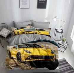 Racing Car Motorcycle pattern 3D Digital Printing Bedding set 100 Cotton/Polyester Boys Girls Kids adults duvet cover set