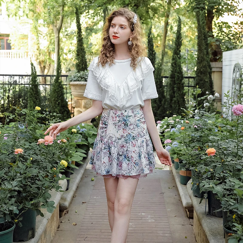 Spring Summer Skirts For Women Skirt And Top Set For Women Girls Cute Sweet Chiffon Mini Skirt