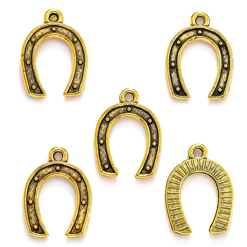 100pcs/bag 5 Color Horseshoe Charms Alloy Metal Animal Pendants for DIY Handmade Jewelry Accessories Making 11*15.5mm D9343