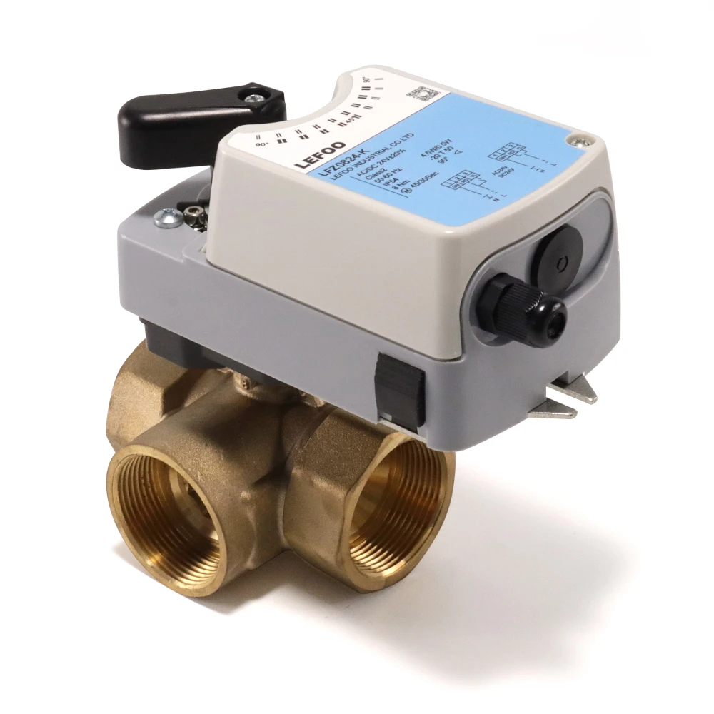 Lefoo Lfz-dq Water Gas Small Brass Automatic Control Electrical Regulating Ball Valve For Air Conditioning