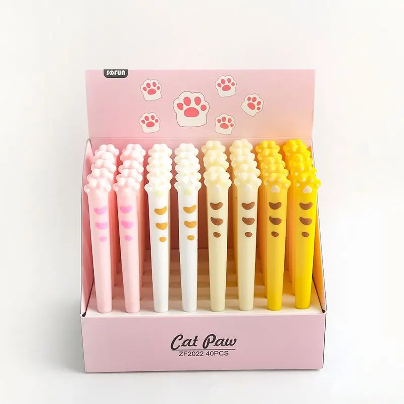 Cute kawaii creative cat claw gel pen school student kids cat paw ballpoint pen with 0.5mm black blue ink stationery