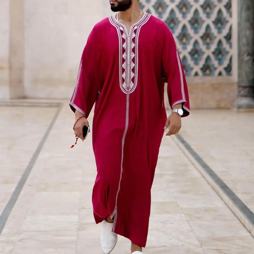 Muslim Thobe With Zipper Pocket Men Islamic Clothing Solid Color Arab Design Daffah Dress Saudi Robe