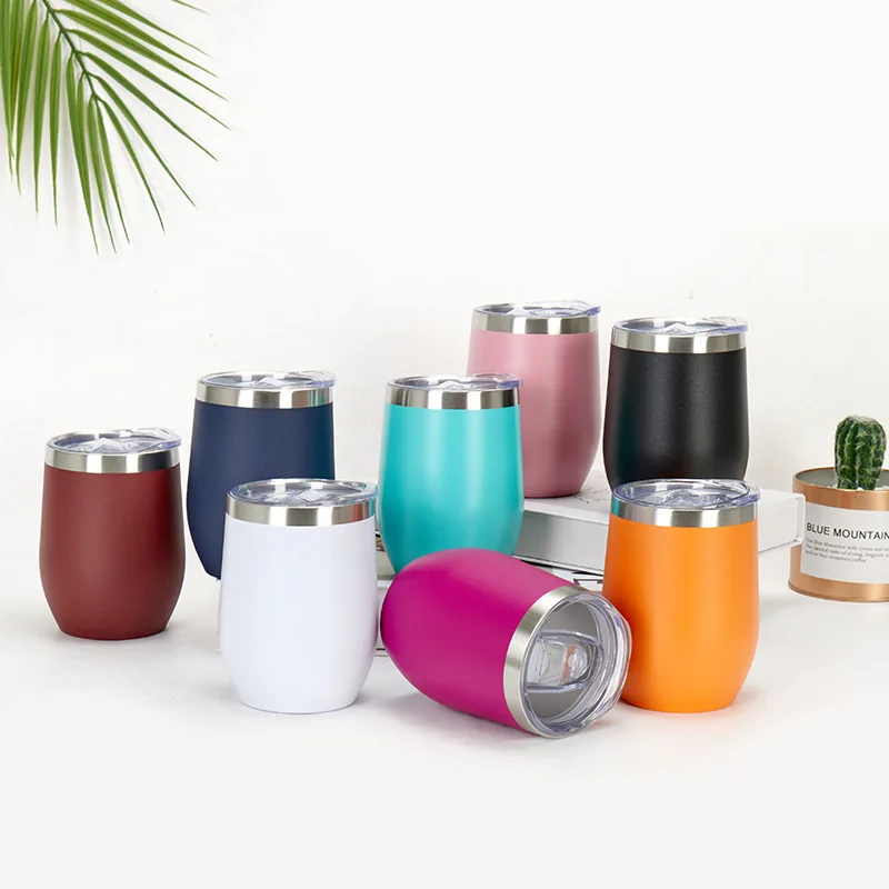 Rainbow Paint 12oz Stainless Steel Wine Tumbler Insulated Vacuum Thermos Flasks with Lid and Straw Stemless Champagne Flutes