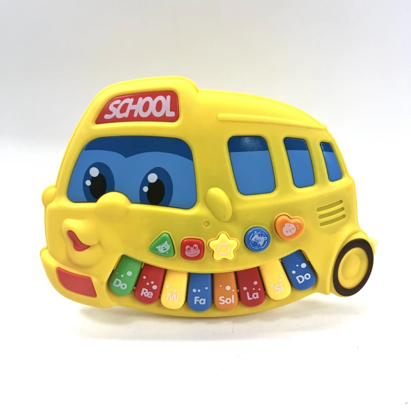Kids Educational Musical Piano Toys Electric Cartoon Bus Organ With Light And Music