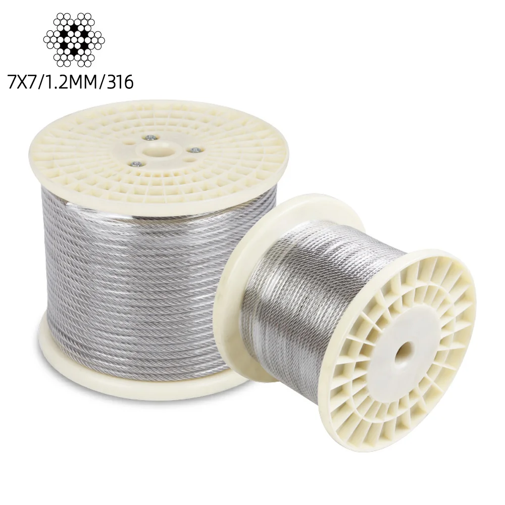7 * 7 structure 316 stainless steel wire rope 1.2mm diameter guardrail livestock shed lifting rigging rope