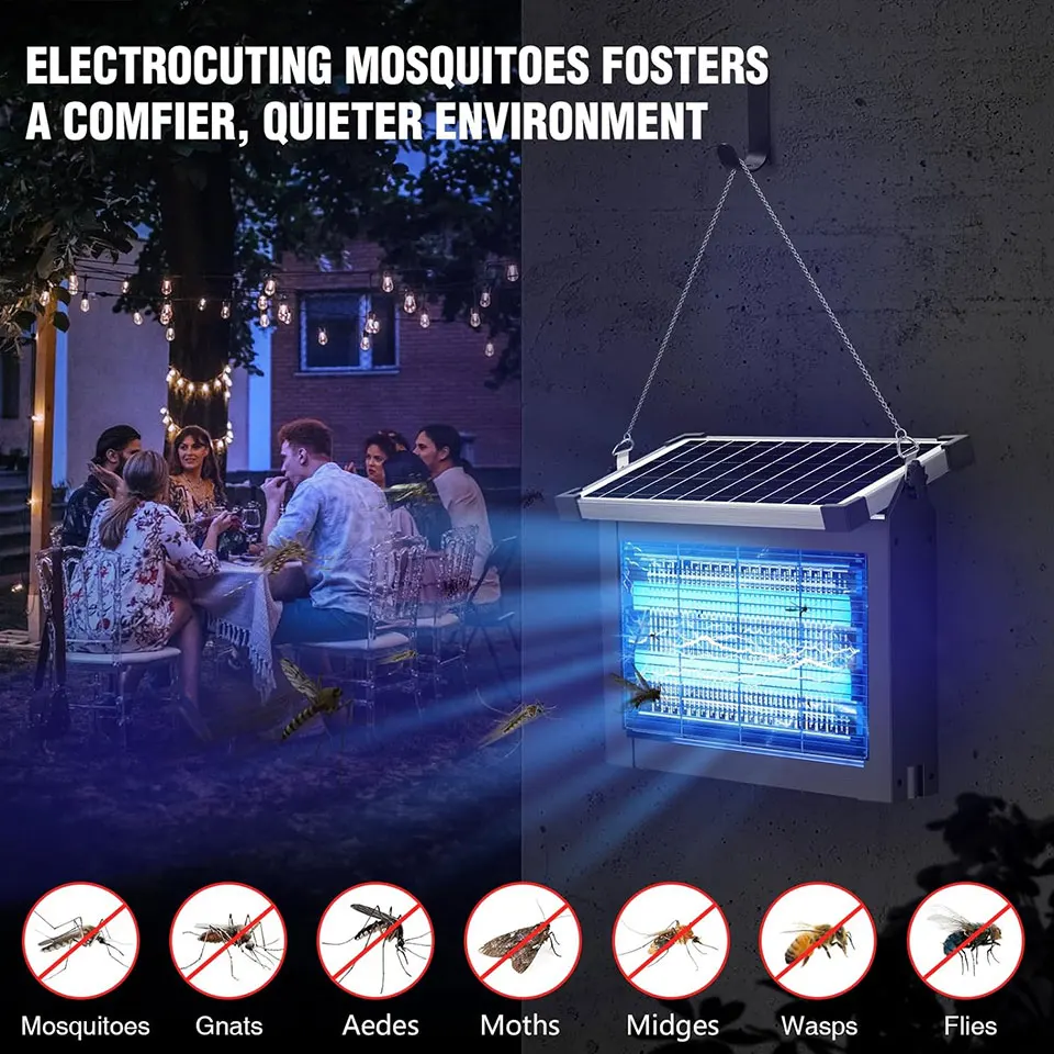 10W/20W Solar Power IP65 Bug Zapper Anti Mosquito Lamp Pest Control Outdoor Electric Mosquito Control Lamp