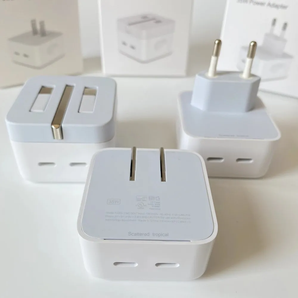 Original dual USB-C Fast Charger 35W PD Power Adapter Wall Charging Cube For Iphone Apple Charging Plug Charger Cable