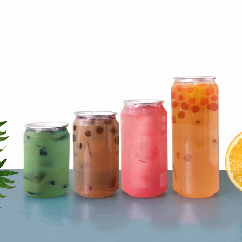 500ML Plastic Easy Open Can Plastic Bottle Plastic Packaging Jar Aluminium Pet Pop Can With Easy Open End With Sealing Machine