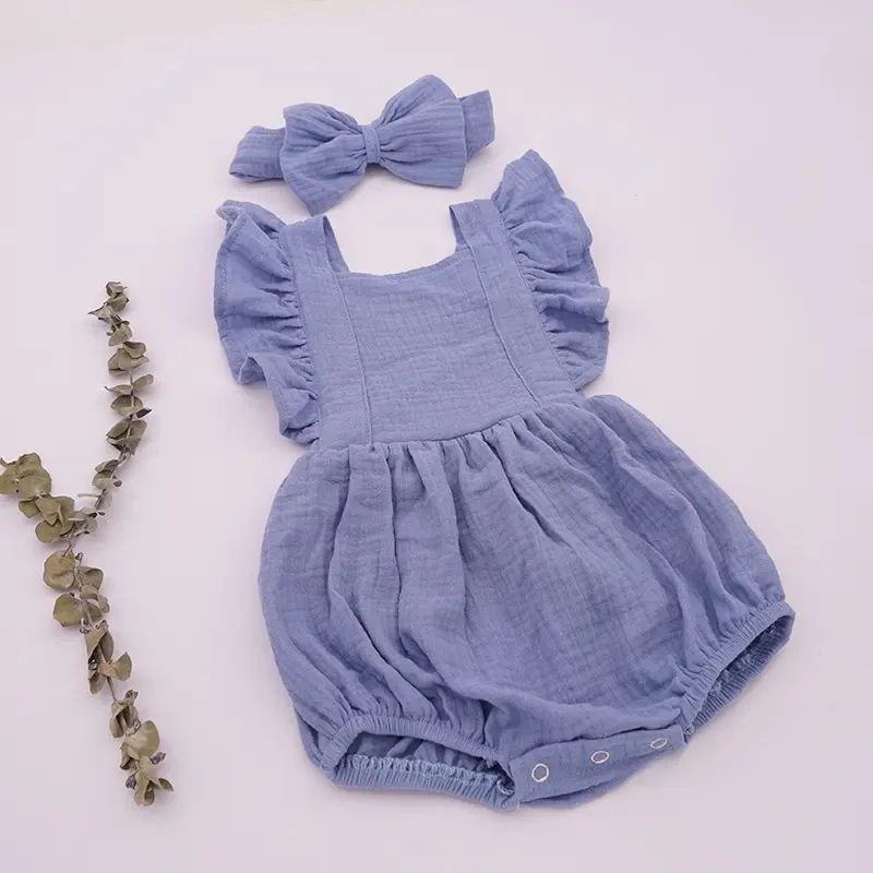 2022 summer new infant clothes cotton flying sleeve Jumpsuit fashion baby rompers
