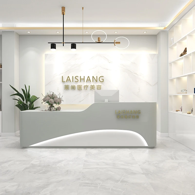 Luxury Beauty salon reception desk modern artificial marble reception desk office hotel lobby front counter