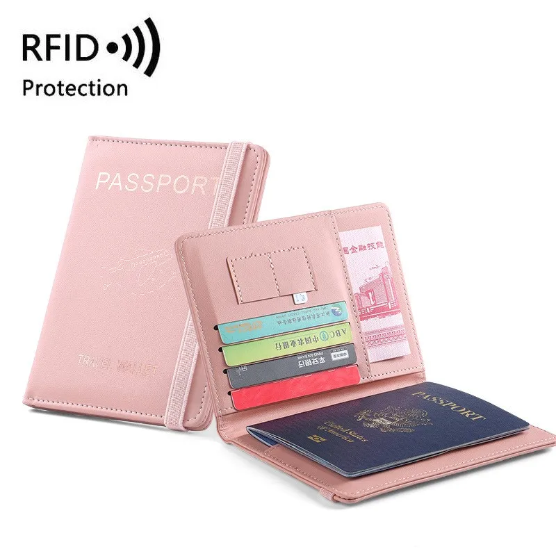 Family PU leather low price designer  wholesale 2 fold passport cover RFID blocking  best travel wallet passport holder