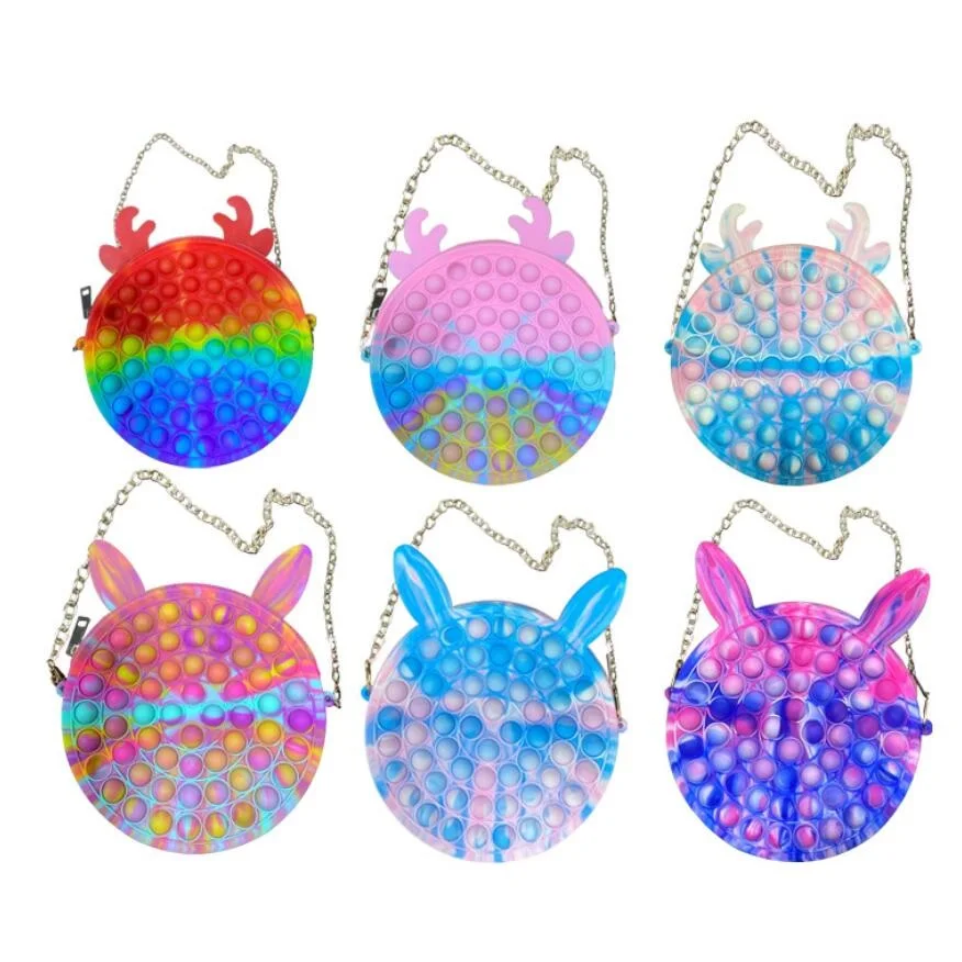 Custom Silicone Cartoon Mouse Shape Purse Push Bubbles Simple Dimple Bag Sensory Pop Fidget Handbag Toys