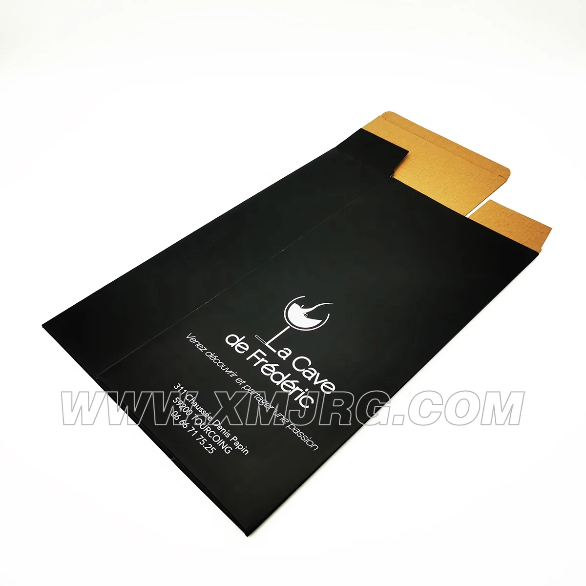 Custom Logo Black Paper Box Foldable Corrugated Board Packaging Box For Two Bottle Wine Vin Rouge Packing