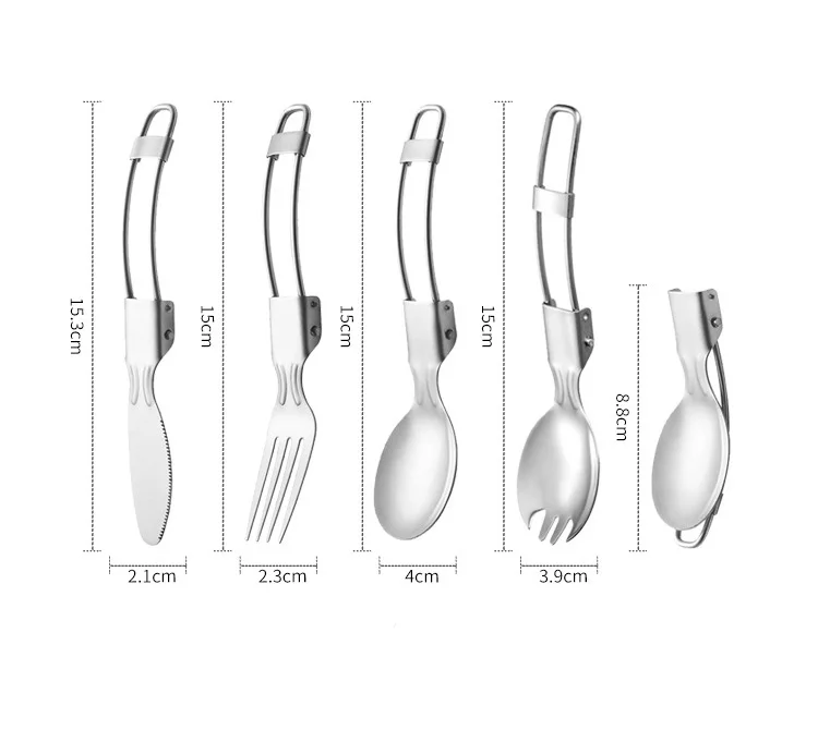 Mini Stainless Steel Folding Spoon and Fork Knife Cutlery Flatware for lunch box