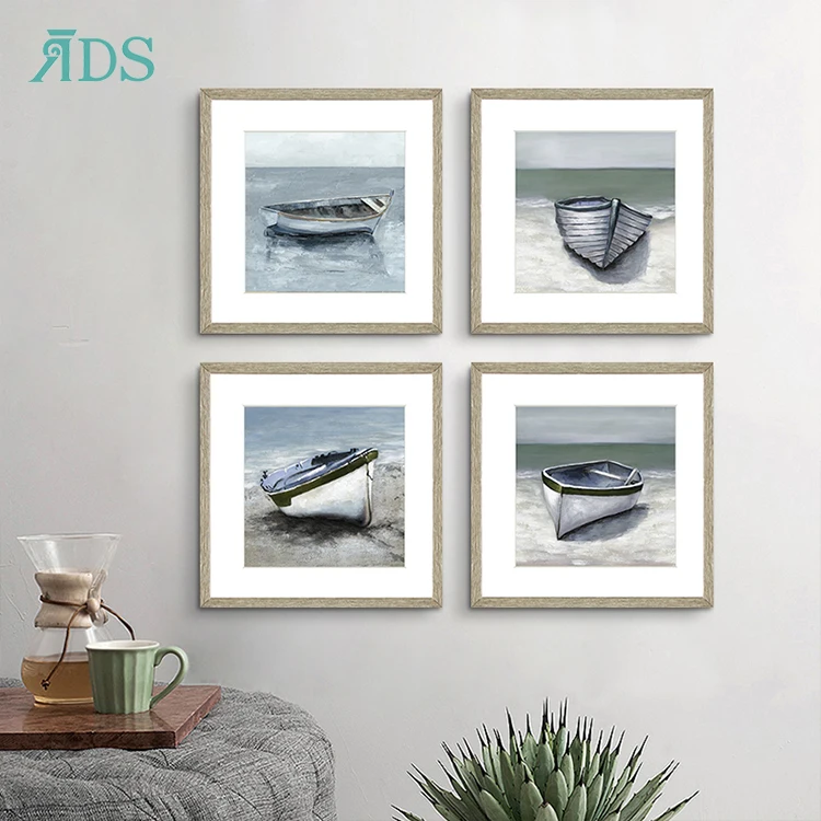 
Custom Glass Painting Beach Frame Wall Art Picture Home Interior Photo Decoration 