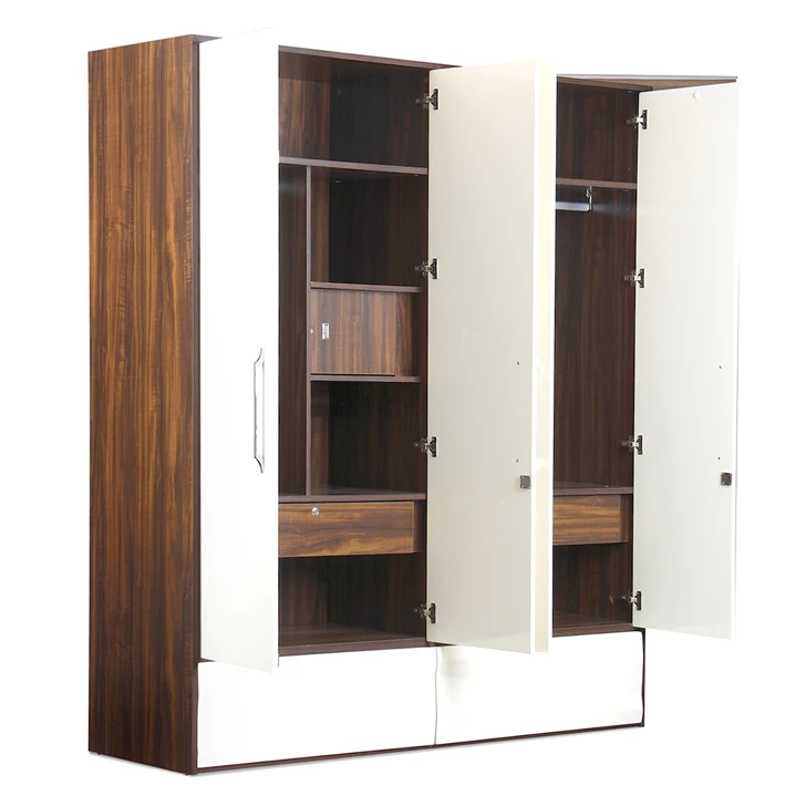 Large 4 door laminate wooden wardrobe sale,double hanging wardrobe closet,