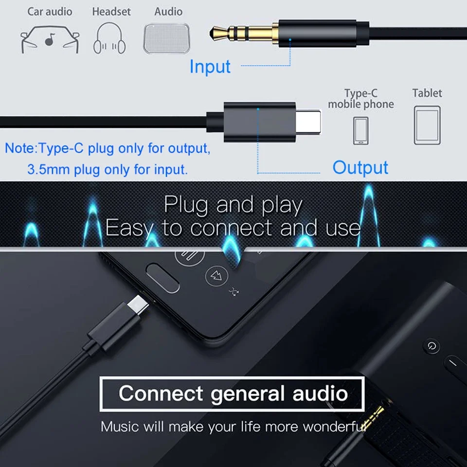 
Usb C AUX Cable Jack 3.5mm Audio Cable Type C Aux Cable for Samsung S20 