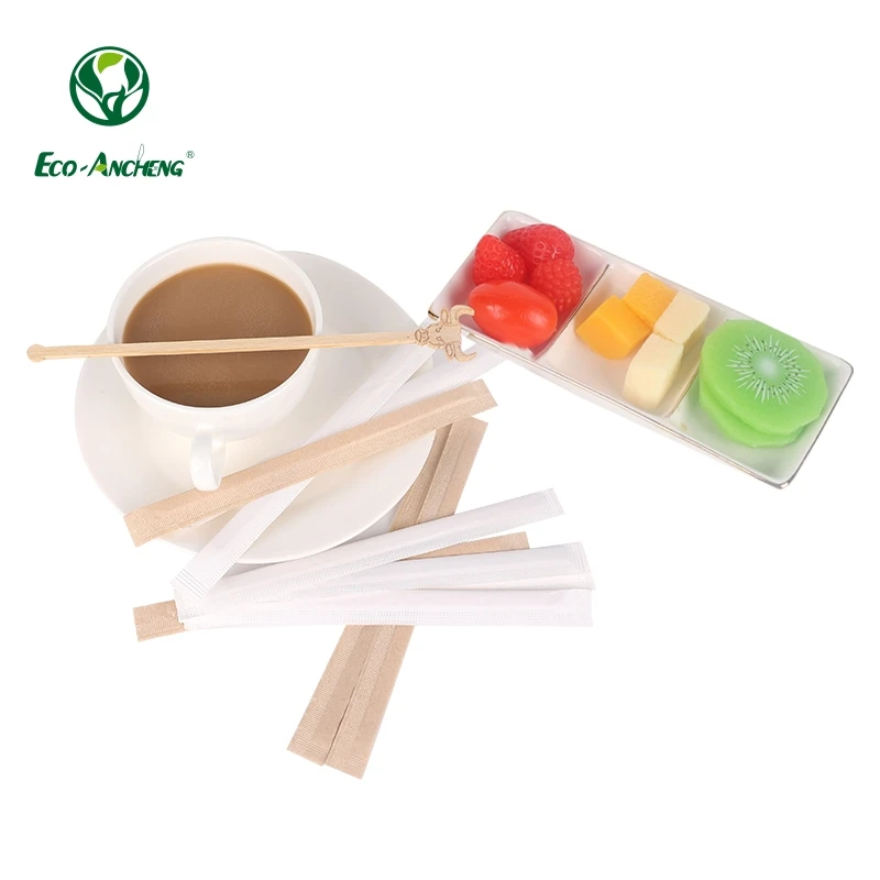 Biodegradable Birch Disposable Wooden Coffee Stirrer Sticks With Individually Wrapped